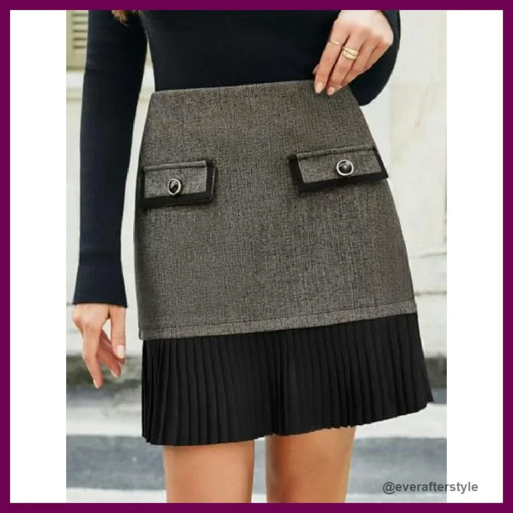 Pleated A-Line Mini Skirt High Waist Casual Chic Y2K Retro Elegant Party Wear - Picture 3 of 8